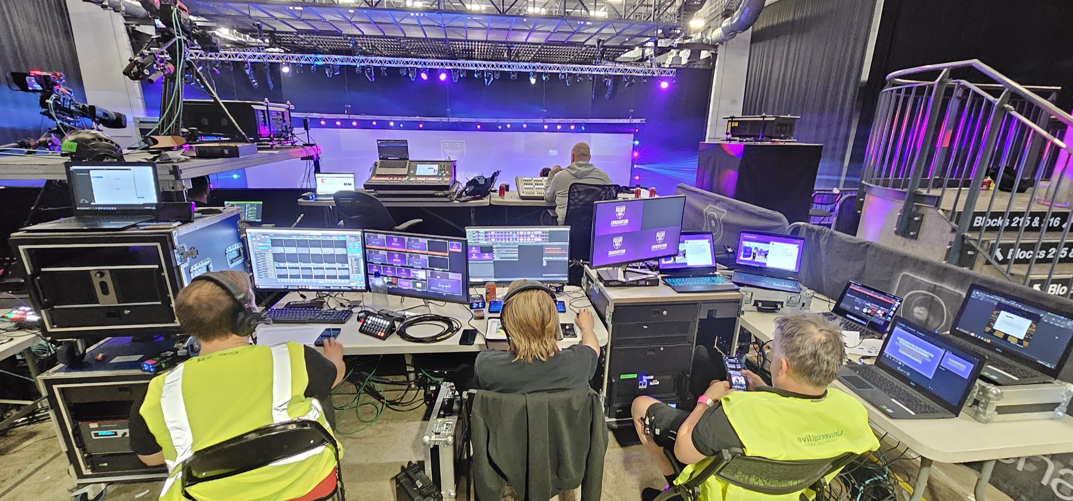On-site production team operating live stream